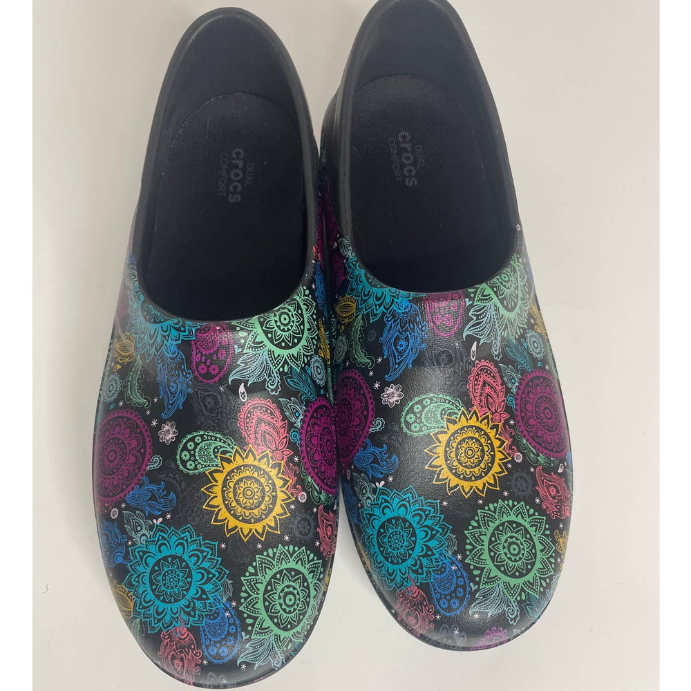 CROCS Neria Pro II Graphic Print Slip On Work Nurse Clogs Women’s SZ 9